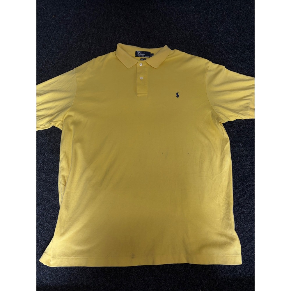 Polo Ralph Lauren Mens Yellow Short Sleeve Cotton Polo Shirt Size XL Made in USA